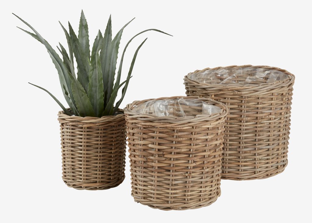 SANSEBIE Košara saksija SANSEBIE Ø25/33/40 natur kocka 3 kom/set