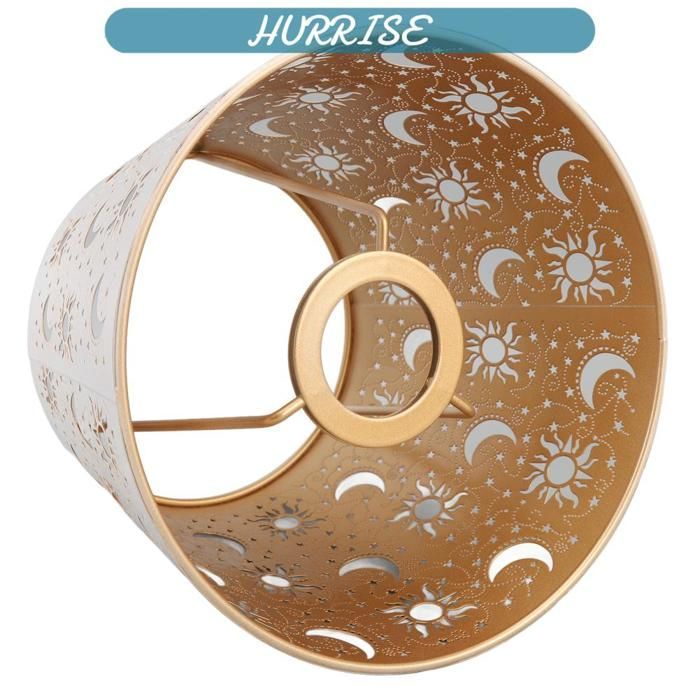 Paralume intagliato Sonew, paralume in ferro, motivo, luna, stella, paralume decorativo intagliato, copriparalume in lino