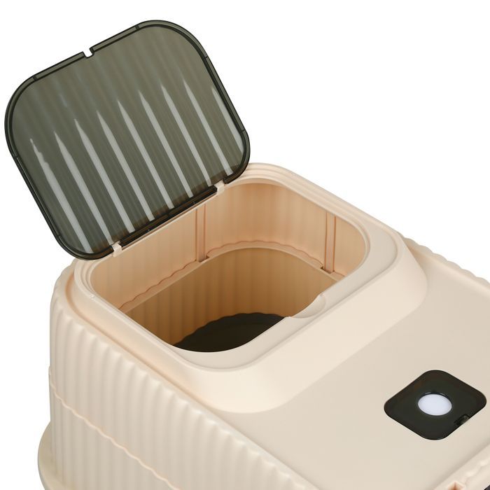 Bac à Litière Fermé pour Grand Chat, Maison de Toilette, Plateau Amovible, Pelle, Brosse, Capacité 18 kg, Anti-fuites, Gris