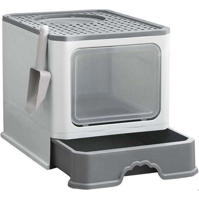 Gesloten kattenbak, kattentoilet, uitneembare lade, schepje, voor grote katten, draagvermogen 15 kg, anti-voetafdruk