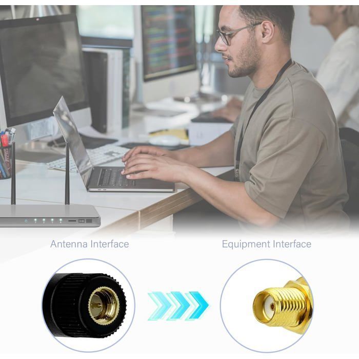 Antenne WiFi 10DBI MIMO SMA Dual Band 2.4GHz 5.8GHz Omnidirectionnelle pour Routeur WiFi Caméra IP Sécurité Adaptateur USB Carte