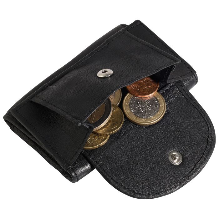 Porte-monnaie mini - EXCELLANC - Modèle unique - Cuir mouton - Noir/olive - Compact 45 g