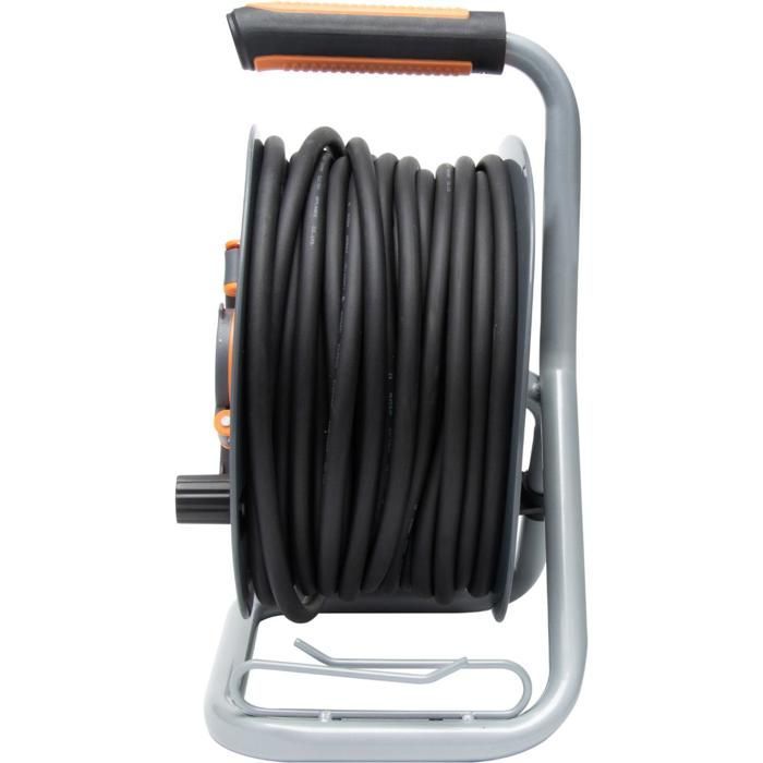 Carrete de cable para obras IP44 con 4 tomas de 16 A, cable 3G1.5mm², 25 m de cable - Naranja - Zenitech
