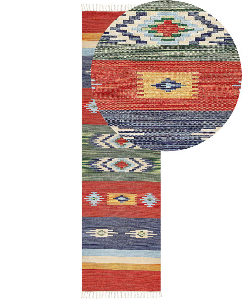 Dywan bawełniany kilim 80 x 300 cm wielokolorowy