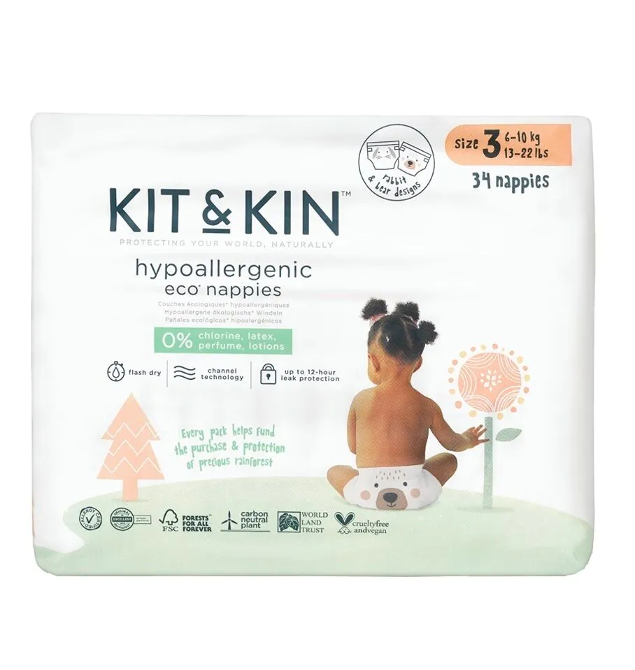 Kit And Kin Biodegradowalne Pieluszki Jednorazowe Rozm. 3 Maxi Bear/Rabbit