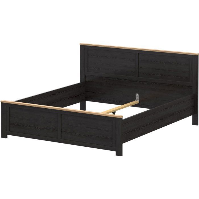 Lit adulte King Size - BOHOL - 180 x 200 cm - Décor Chêne / Noir