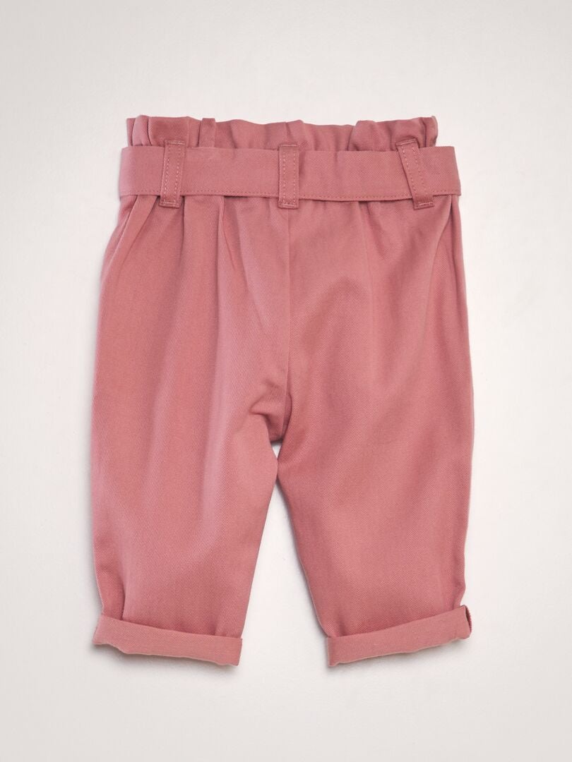 Broek met strikceintuur - roze