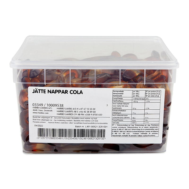 Eine große Haribo-Cola wiegt 2,4 kg.
