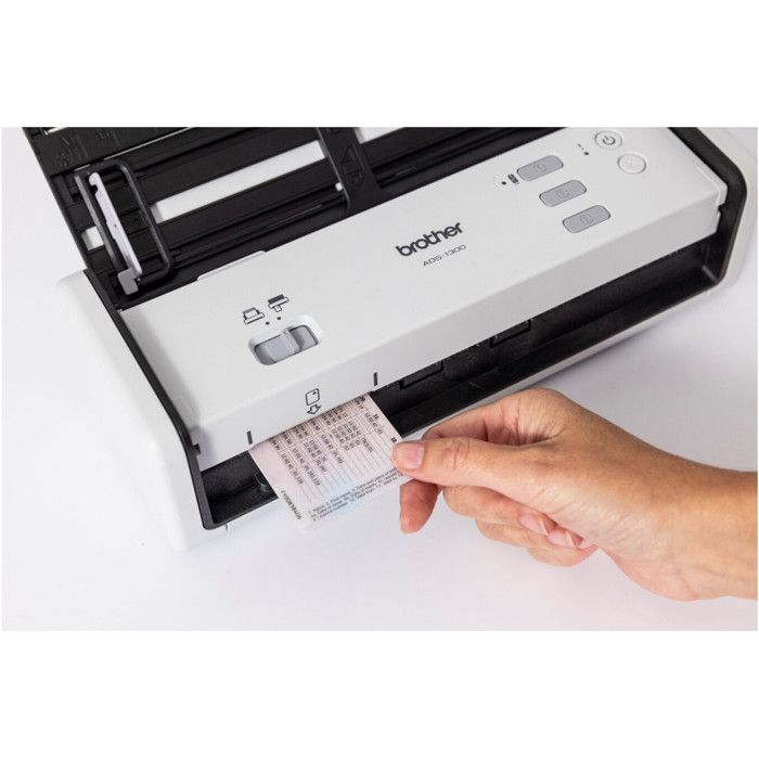 Brother ADS-1300 Compact and Portable Document Scanner, White and Black