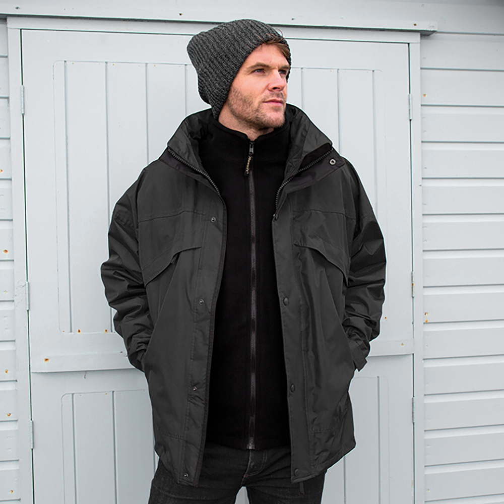 Veste/manteau 3 en 1 imperméable et coupe-vent - Modèle à fermeture éclair et clip - Stormdri