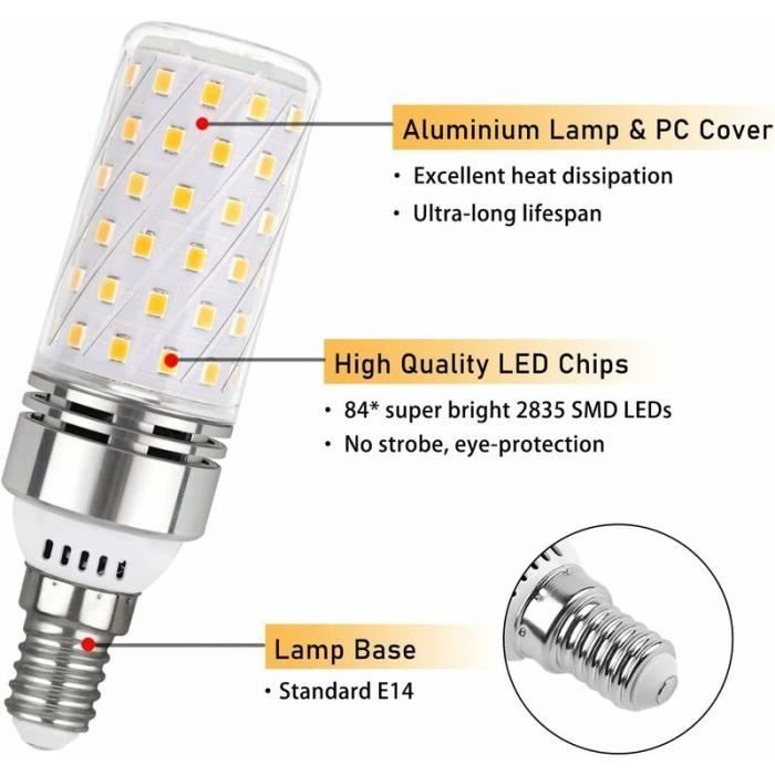 Bombilla LED E14 - JORMFTTE - 12W - Blanco frío - Equivalente a 100W - No regulable
