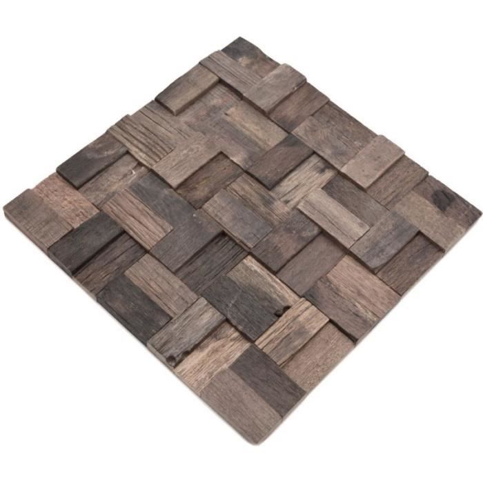 Mosaïque de bois - Wood FSC - MOS160-25 - Rectangle - Brillant - Brun foncé