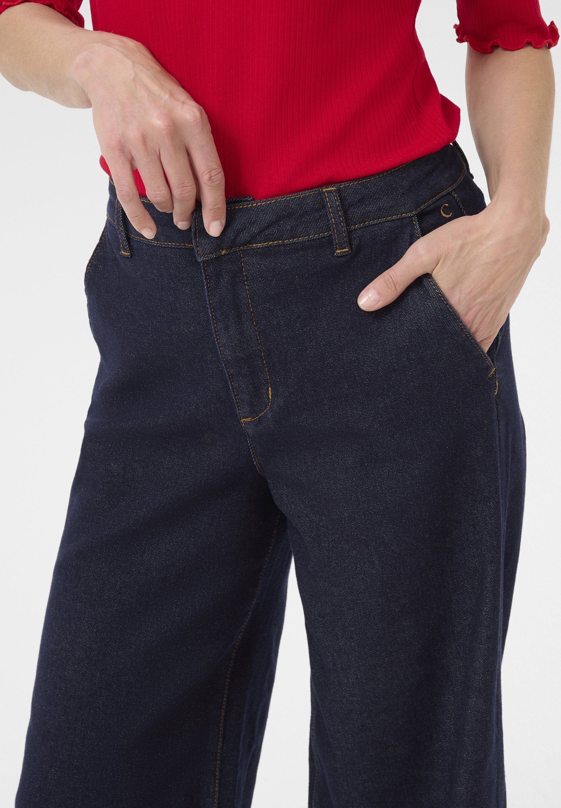 Džíny VISTI - džíny zvonového střihu - chicago rinse blue denim tobacco