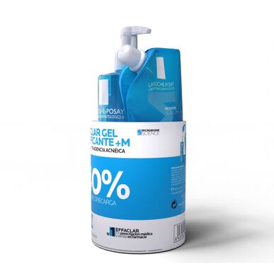 La Roche Posay Effaclar Purifying Gel M -täyttösetti, kasvojenpuhdistusgeeli ja täyttöpakkaus, 400 ml, 400 ml, 400 ml