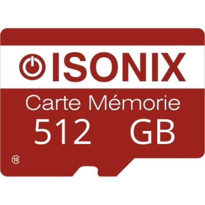 Carte Micro-SD 512 Go - ISONIX - SDXC/SDHC - Classe 10 - Adaptateur inclus - Compatible smartphones et caméras