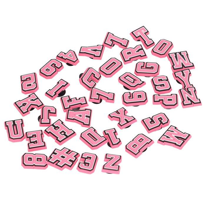 HURRISE Charme de chaussure de lettre Breloque de chaussure en PVC, 37 pièces, motif de lettres et de accessoires espadrille Rose