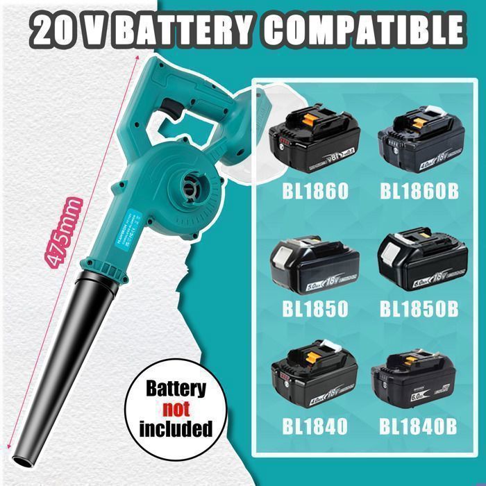 Cordless blower, 2 x 3.0 Ah batteries, lightweight variable-speed leaf blower suitable for lawn and garden maintenance