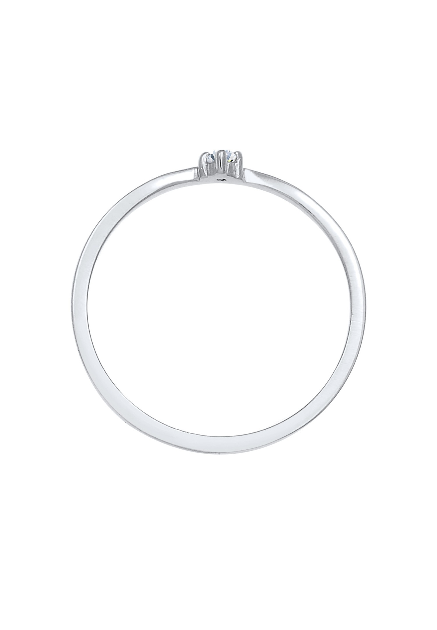 Elli DIAMONDS Solitaire féminin en forme de V élégant avec diamant (0,03 ct.) en argent sterling 925
