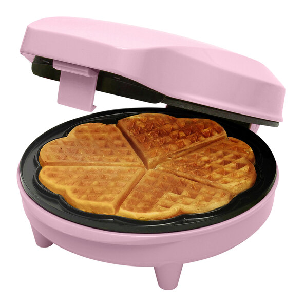 Våffeljärn, hjärtformat, rosa