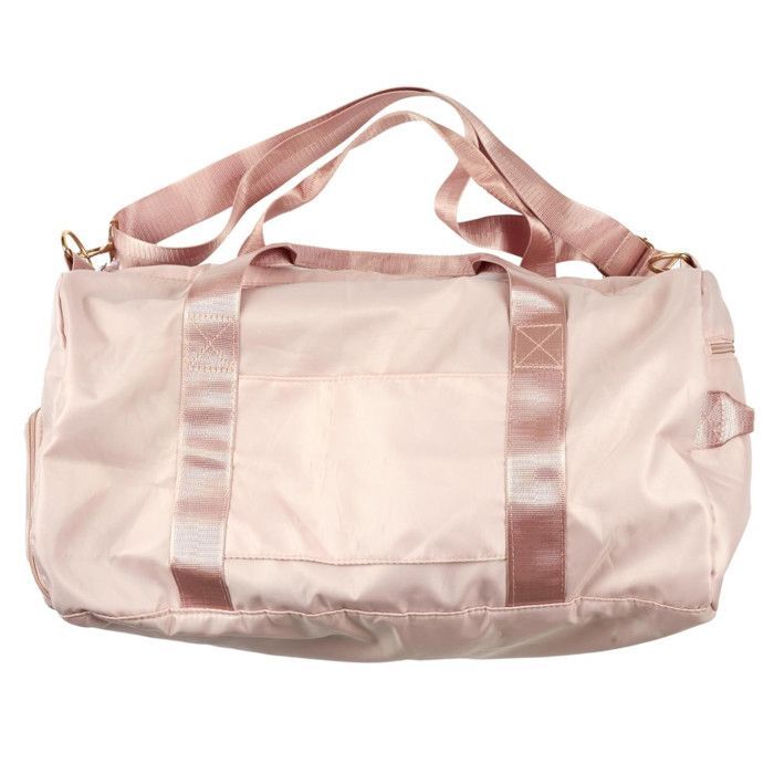 Bolsa deportiva rosa de 49 cm con múltiples compartimentos.