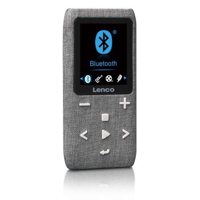 Lenco Xemio-861GY - Leitor de MP3/MP4 com Bluetooth® e entrada para cartão micro SD de 8 GB - Cinza
