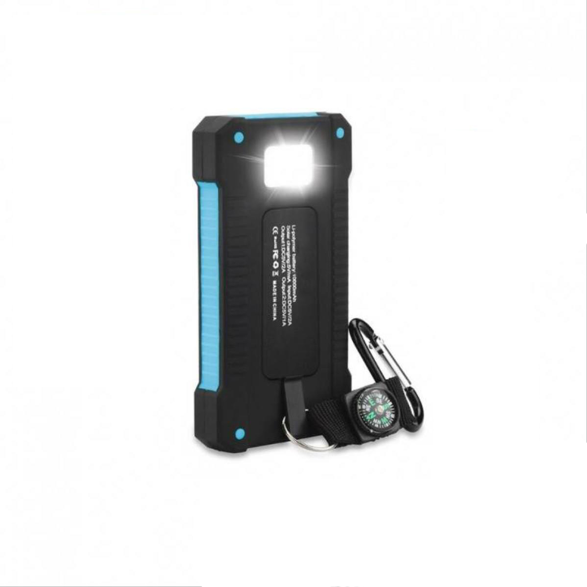 Smartek 10000mAh Solar-Akkuladegerät mit 2 USB-Anschlüssen, Kompass und LED-Taschenlampe