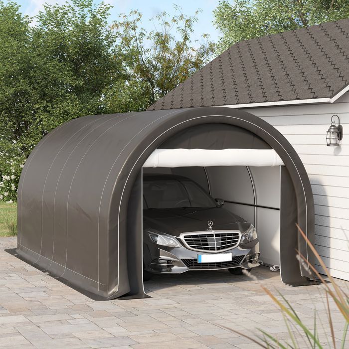 Outsunny - Posto auto coperto - PE - 500x300x240cm - Grigio