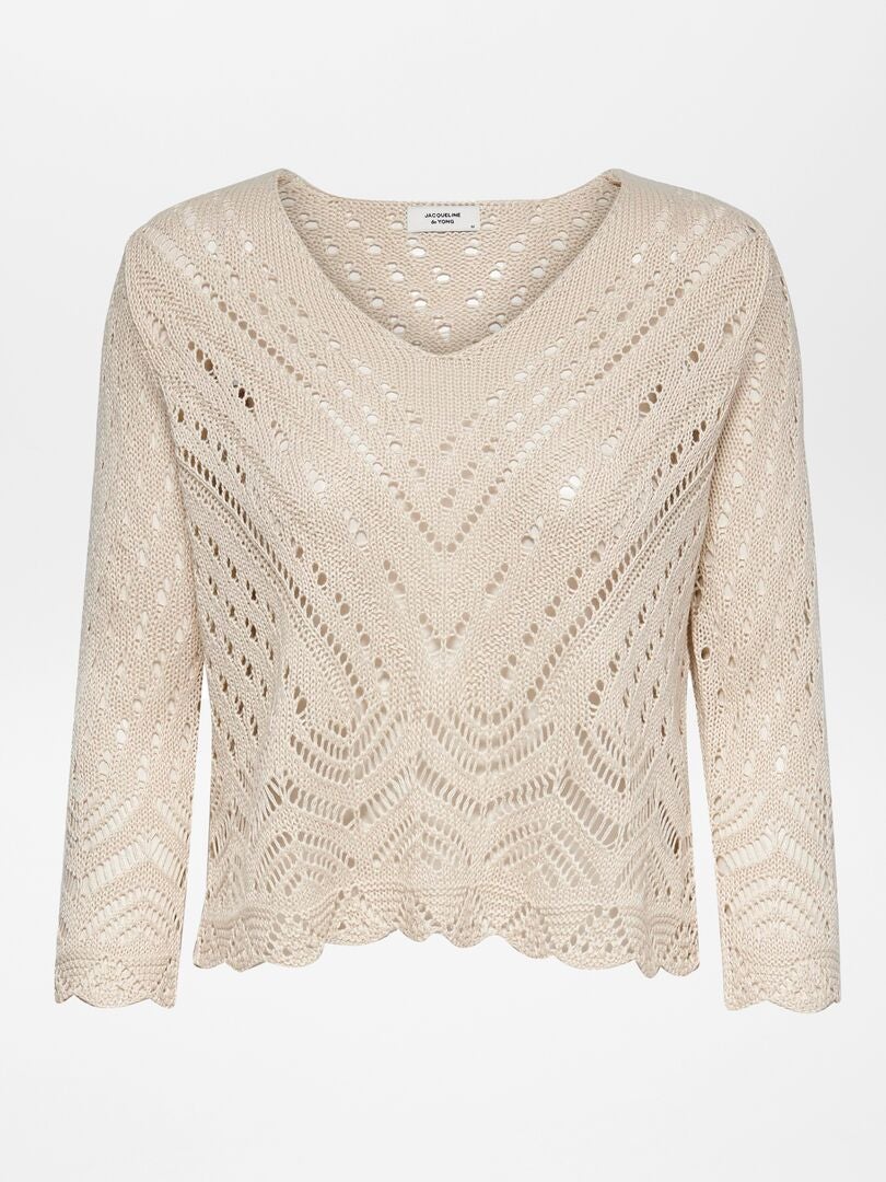 Sweter szydełkowy JDY – beżowy