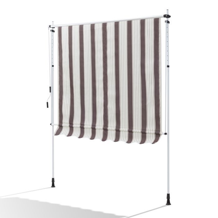 Handmatig te bedienen luifel 200 x 150 cm - Terrasluifel zonder boren - Verstelbaar met slinger - Bruin en beige