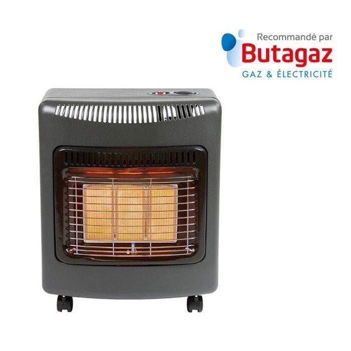 Ektor Mini Gas Space Heater - FAVEX - Indoor Use - Infrared Ceramic Burner - Supplied with Screw-on Hose - 40 m², Black