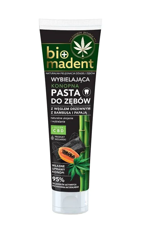 BIOMadent Konopna Pasta do zębów z Węglem Drzewnym z Bambusa i Papają Wybielająca