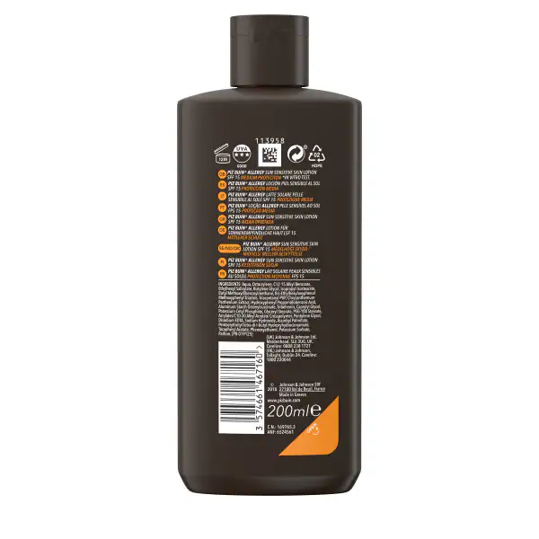 Loção para pele sensível ao sol Piz Buin Allergy FPS 15 Médio 200ml