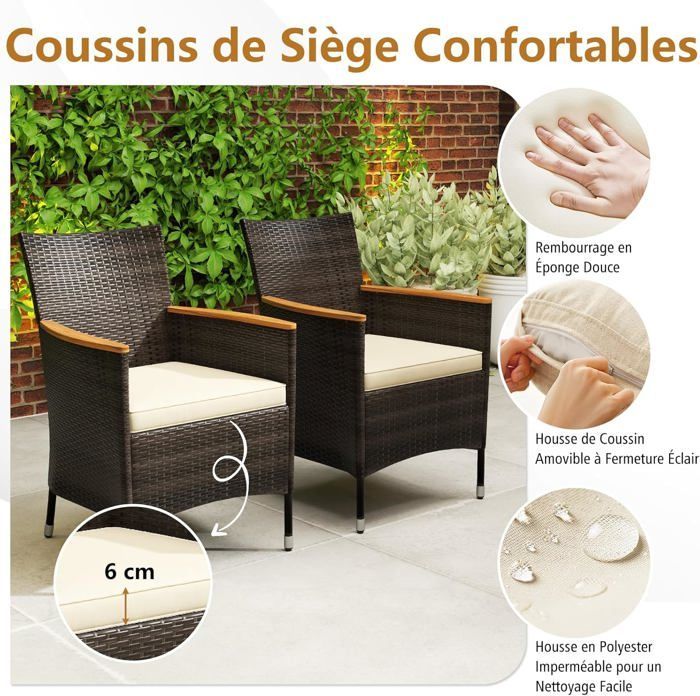 COSTWAY 8-Seater Rattan Garden Furniture Set, 1 Table and 8 Stackable Acacia Wood Chairs, Removable Cushions, Black