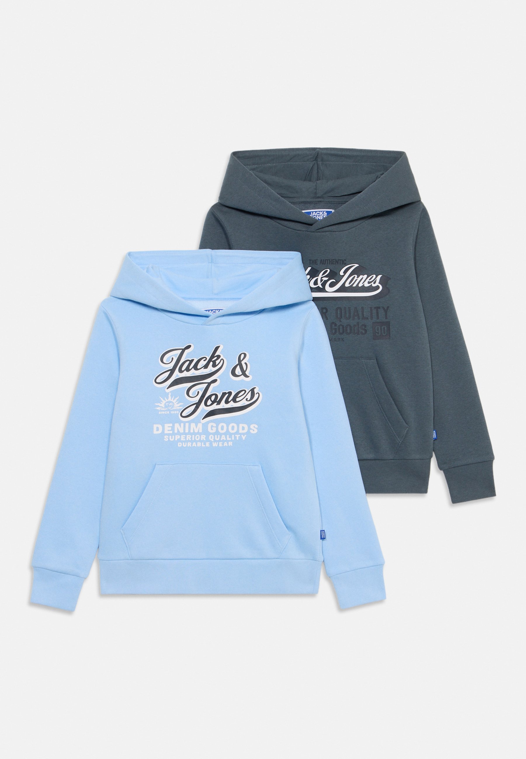 Lot de 2 sweats à capuche Jack & Jones Junior JJELOGO - Bleu chambray/Tempête
