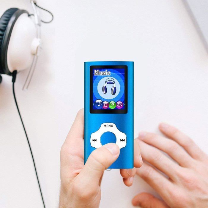 Reproductor MP3/MP4 - SUTEO - Azul oscuro - Pantalla LCD de 1,8 pulgadas - Ranura para tarjeta de memoria de 128 GB - Radio FM
