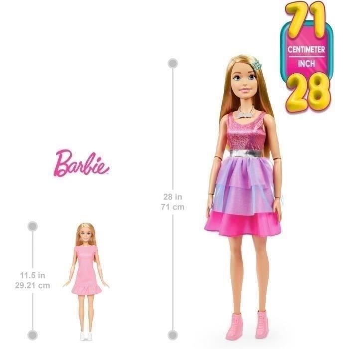 Barbie Extra Large Bionda 71 cm, Abito Rosa Iridescente, Barbie Fashionista Età 3+, HJY02