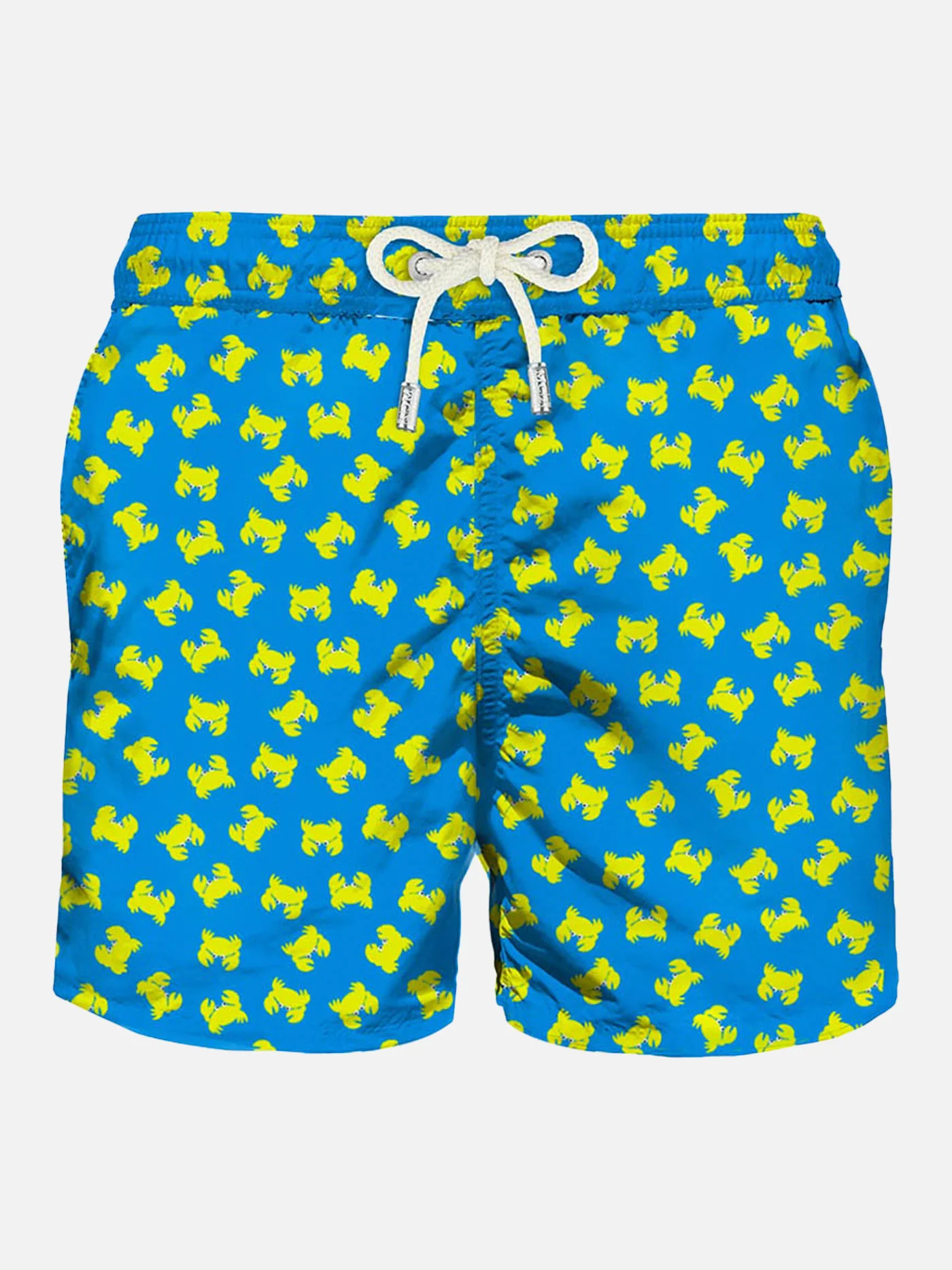 Traje de baño para hombre en tejido ligero con estampado de cangrejo.