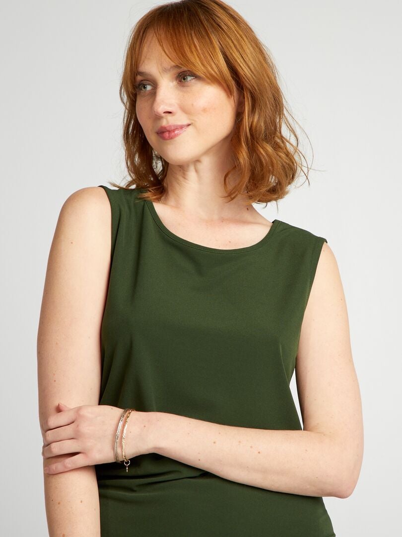 Vestido drapeado sem mangas - VERDE