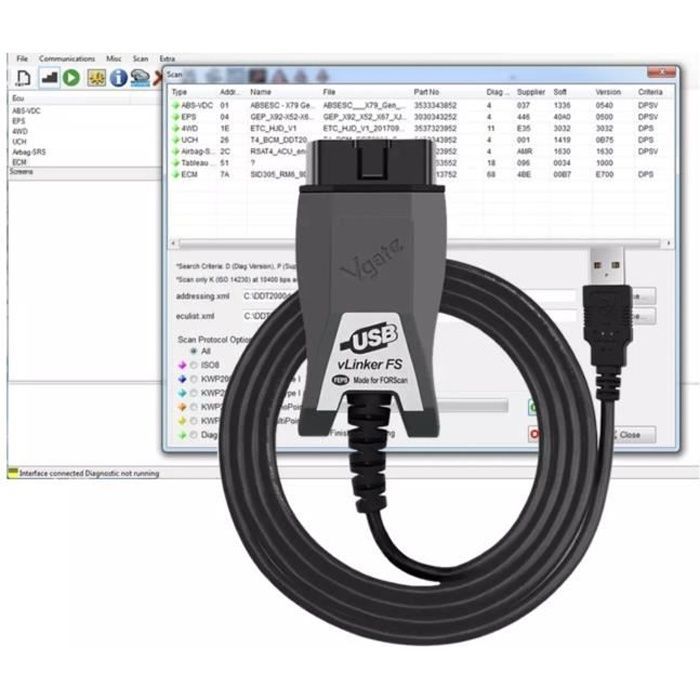 Pack RenoLink | VLinker + RenoLink version 2.09 | Valise diagnostic auto pour Renault et Dacia | Diagnostic Puissant | Lecture