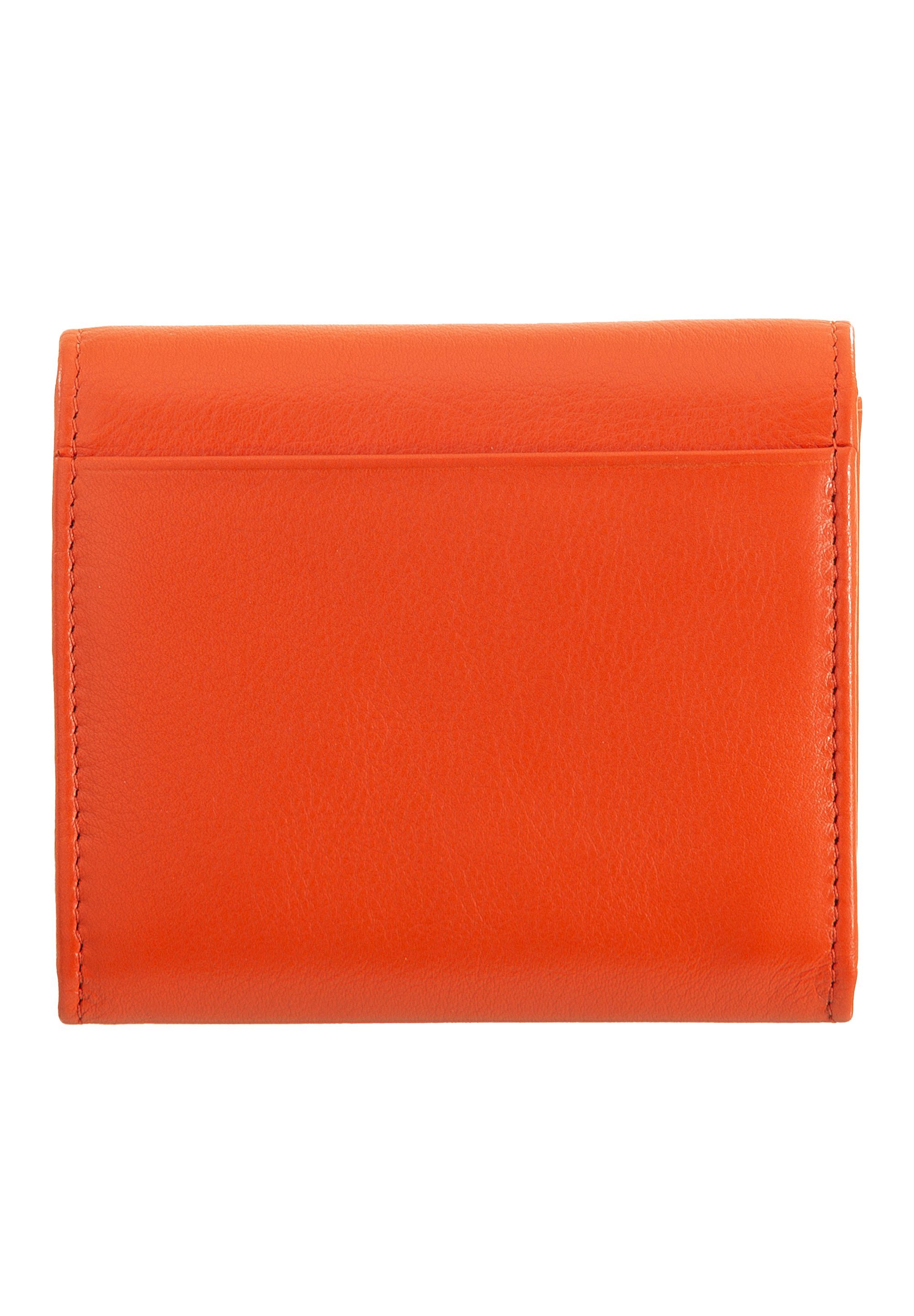DUDU MINI IN VERA CON ZIP CHIUSURA A BOTTONE COMPATTO - Portemonnee - arancio