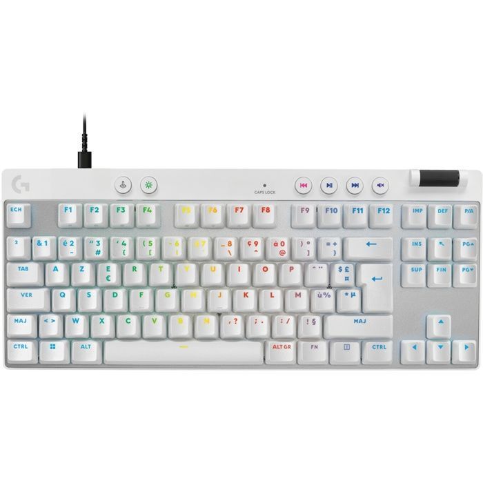 Gamingtoetsenbord - Bedraad - Logitech G - Pro X TKL Rapid - AZERTY - Wit