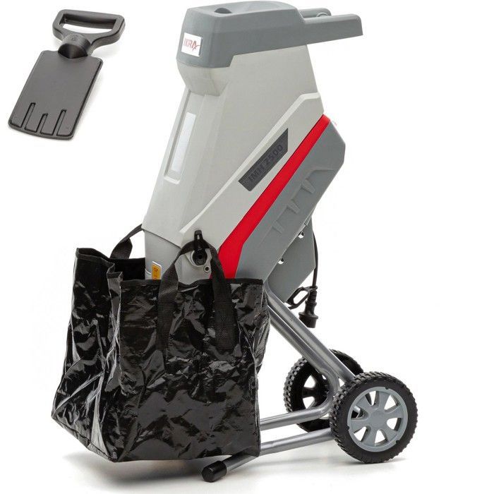 Broyeur de végétaux électrique 2500W 2 Lames acier trempé Branches jusqu'à 45mm Sac 45L IKRA