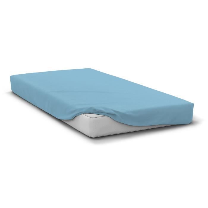 Fitted sheet - HOME LINGE PASSION - HP72124 - 82 g microfiber - 90 x 190 cm - 30 cm deep pocket - Sky blue