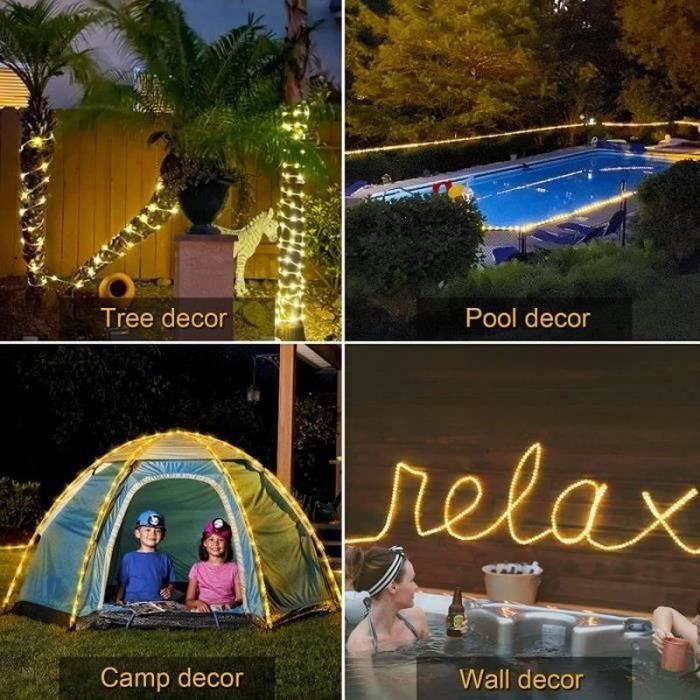 Guirnalda de luces para exteriores AMOUNE - Paquete de 2 - 10 m, 100 LED - Alimentación solar - Blanca