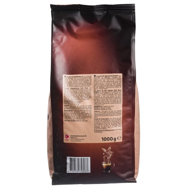 Grãos de café expresso torrados escuros Kruidvat<br>1000g