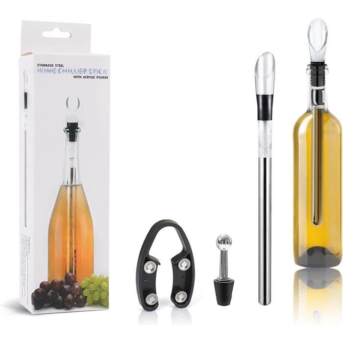 Enfriador de vino 3 en 1 - XVX - Acero inoxidable - Tapón de vacío - Cortador de papel de aluminio - Multifuncional