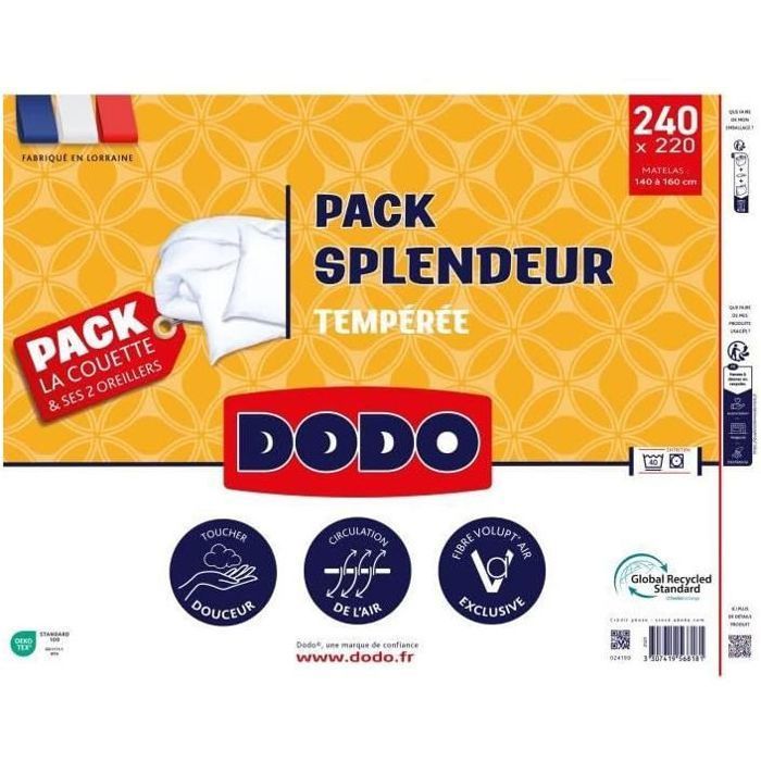 Bettwäsche-Set 220 x 240 cm + 2 Kissen 60 x 60 cm – Splendor – 100 % Polyester, 300 g/m² Füllung – Weiß – DODO