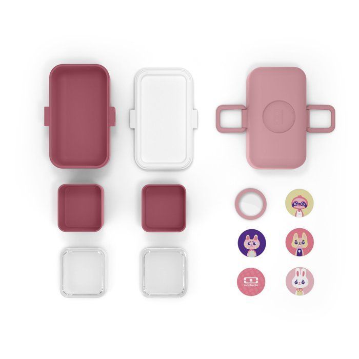Children's Lunch Box - MONBENTO - 3 Compartments - BPA Free - MB Tresor Rose Blush