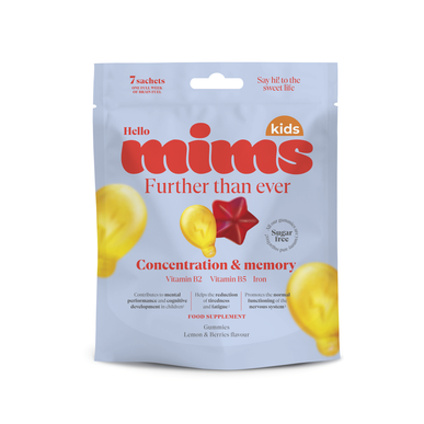 Suplemento nutricional Mims para el rendimiento mental en niños, 7 x 12,5 g