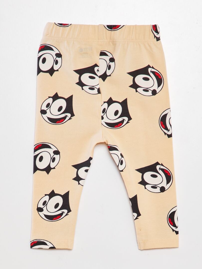 Leggings met 'Felix de kat'-print - BEIGE